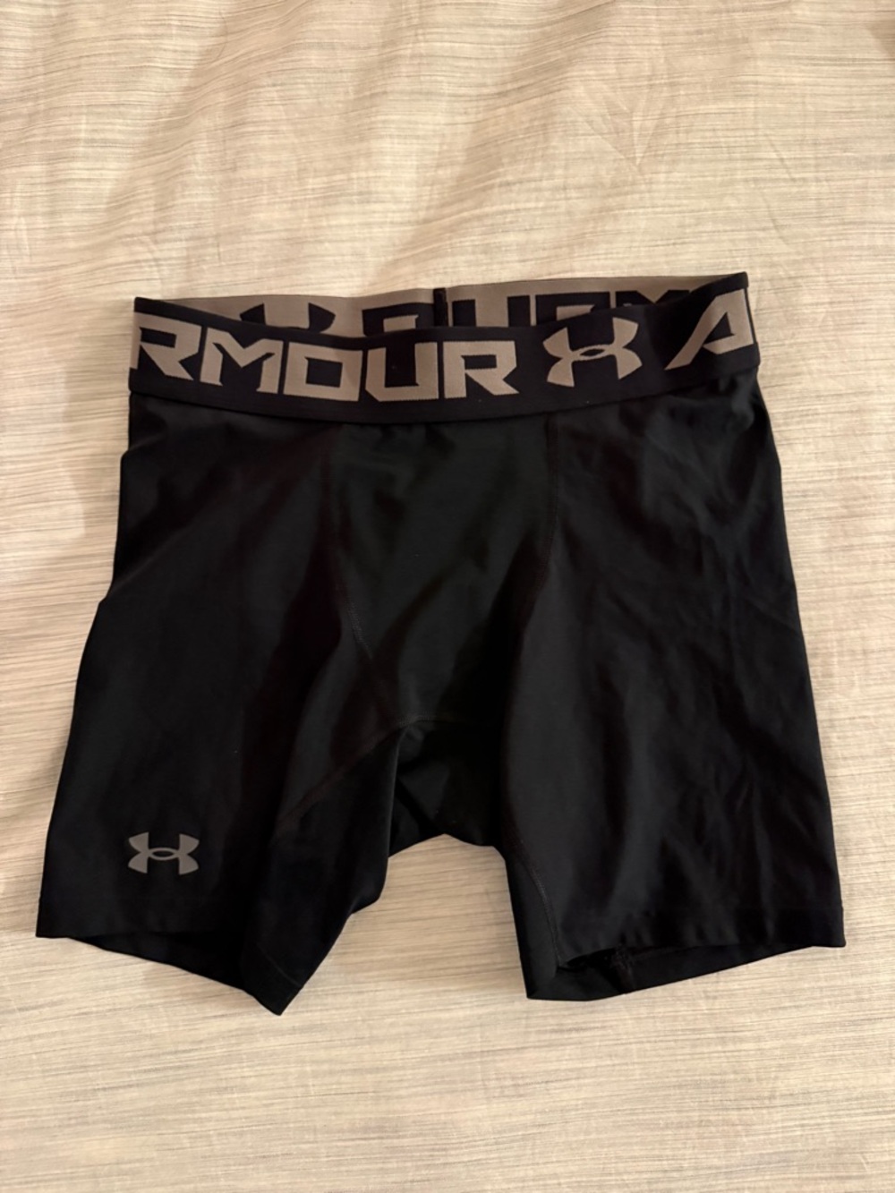 Under Armour Black Compression Shorts with Gray Branded Waistband